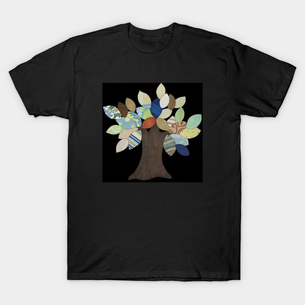 Silver Tree on Black T-Shirt by ErinBrieArt